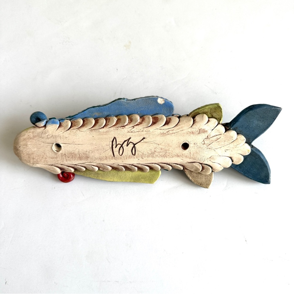 Hand Made Ceramic Fish Wall Hanging Unique - Picture 3 of 5